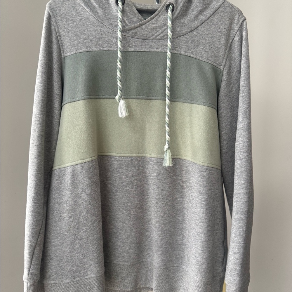 Maurices Gray and Green Colorblock Hoodie